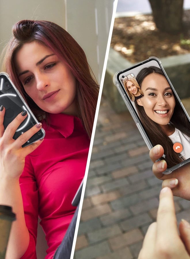 DUSALA 1+2 Case for Nothing Phone 1, with Tempered Glass Screen Protector 2 Pcs, Soft Slim Cover Transparent Flexible TPU Back Hard PC Frame Bumper Reinforced Corners Cover ,Nothing Phone 1(Clear) - Image 3