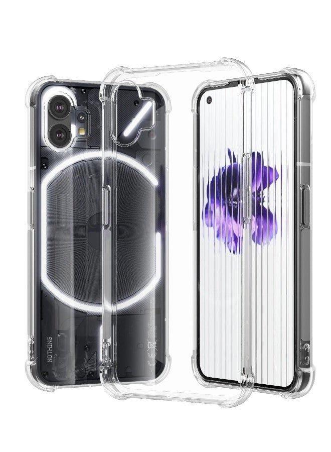DUSALA 1+2 Case for Nothing Phone 1, with Tempered Glass Screen Protector 2 Pcs, Soft Slim Cover Transparent Flexible TPU Back Hard PC Frame Bumper Reinforced Corners Cover ,Nothing Phone 1(Clear) - Image 4