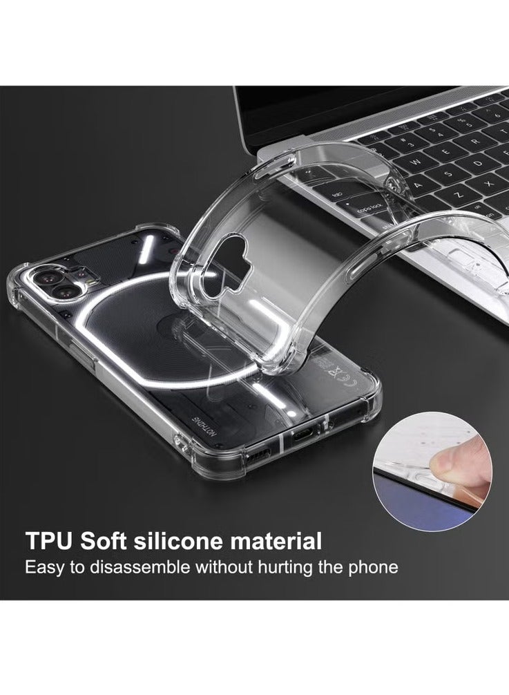 DUSALA 1+2 Case for Nothing Phone 1, with Tempered Glass Screen Protector 2 Pcs, Soft Slim Cover Transparent Flexible TPU Back Hard PC Frame Bumper Reinforced Corners Cover ,Nothing Phone 1(Clear) - Image 2