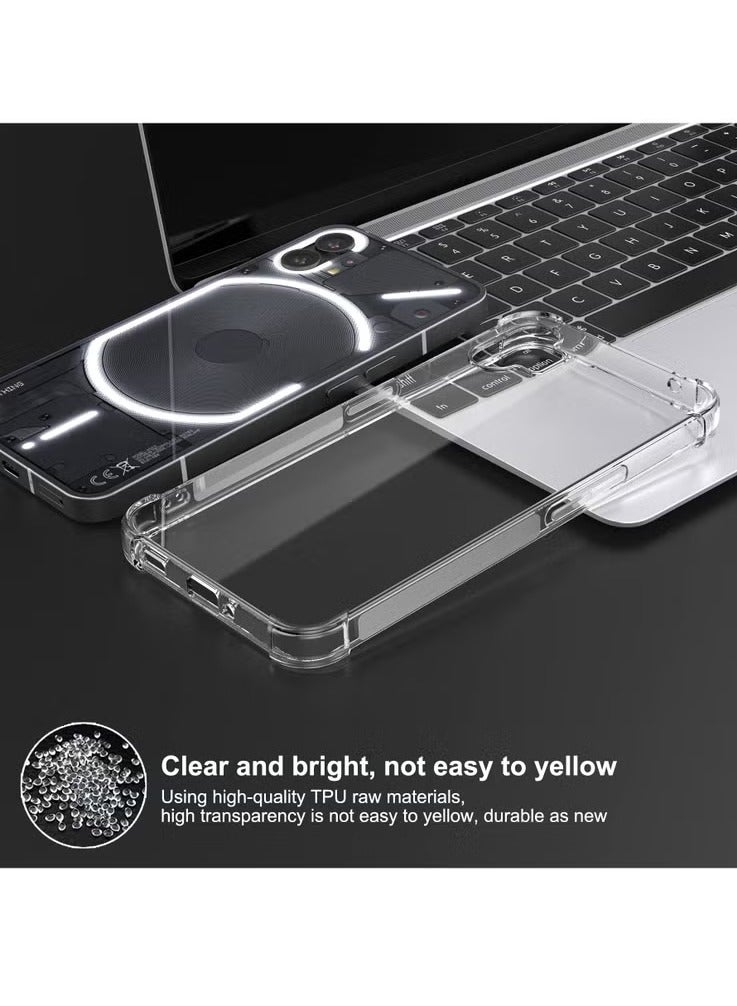 DUSALA 1+2 Case for Nothing Phone 1, with Tempered Glass Screen Protector 2 Pcs, Soft Slim Cover Transparent Flexible TPU Back Hard PC Frame Bumper Reinforced Corners Cover ,Nothing Phone 1(Clear) - Image 5