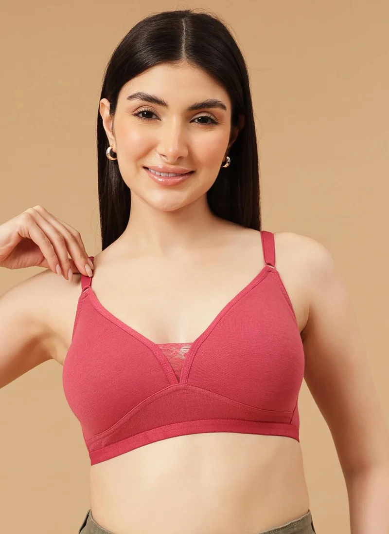 Clovia Clovia Non-Padded Non-Wired Full Coverage T-shirt Bra in Salmon Pink - Cotton