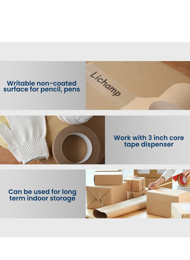 Packing Tape 6PCS Brown Kraft Paper Shipping Tape for Moving Boxes Packing Boxes Shipping Cardboard and Carton Sealing 7 Mils Thick 55 Yds Length X 2" Width - Image 5