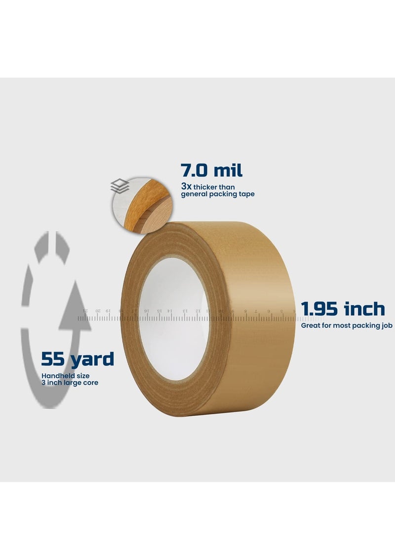 Packing Tape 6PCS Brown Kraft Paper Shipping Tape for Moving Boxes Packing Boxes Shipping Cardboard and Carton Sealing 7 Mils Thick 55 Yds Length X 2" Width - Image 2
