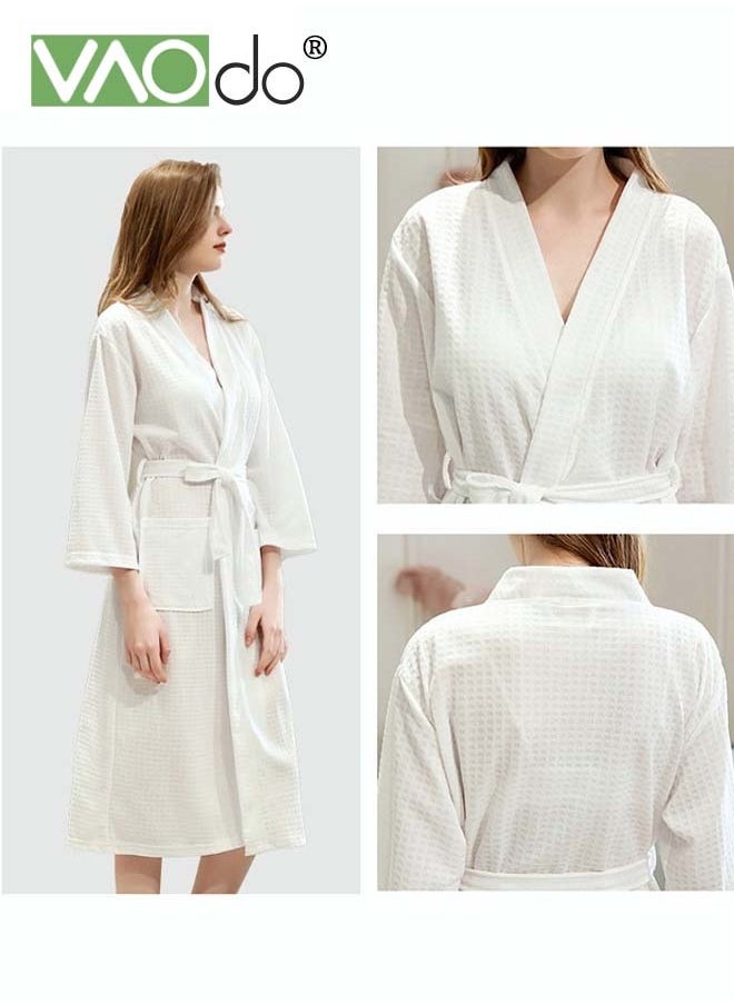 VAOdo - Women's Waffle Weave Bathrobe, Light Super Absorbent Kimono Robes, Skin-friendly Home Clothes, Nightgown Suitable for Bathroom Hotel Resort Spa Swimming M (40-60Kg) - Image 1