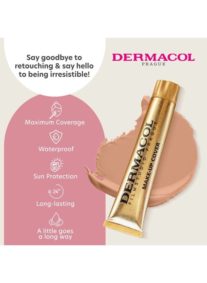 Dermacol Full Coverage Foundation, Liquid Makeup Matte Foundation with SPF 30, Waterproof Foundation for Oily Skin, Acne, & Under Eye Bags, Long-Lasting Makeup Products, 30g, Shade 225 - Image 3