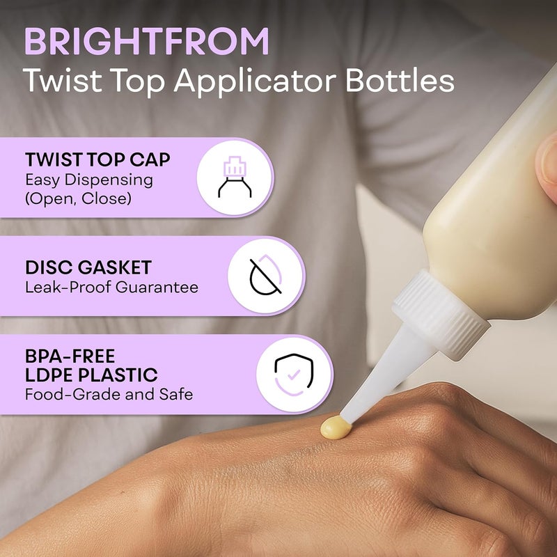 BRIGHTFROM Applicator Bottles with Red Top Cap, Squeeze 4 OZ Empty Plastic Bottles, Refillable - Multi Purpose (Pack of 2) Ergonomic build - Image 2