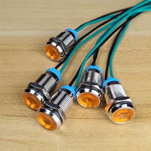 Gebildet مصباح مؤشر معدني LED مقاوم للماء 5 قطع 10 مم 3 فولت-4.5 فولت-5 فولت-6 فولت-7.5 فولت-9 فولت DC مع سلك (برتقالي) - Image 2