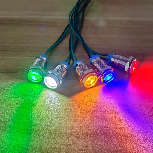 Gebildet مصباح مؤشر معدني LED مقاوم للماء 5 قطع 10 مم 3 فولت-4.5 فولت-5 فولت-6 فولت-7.5 فولت-9 فولت DC مع سلك (برتقالي) - Image 4