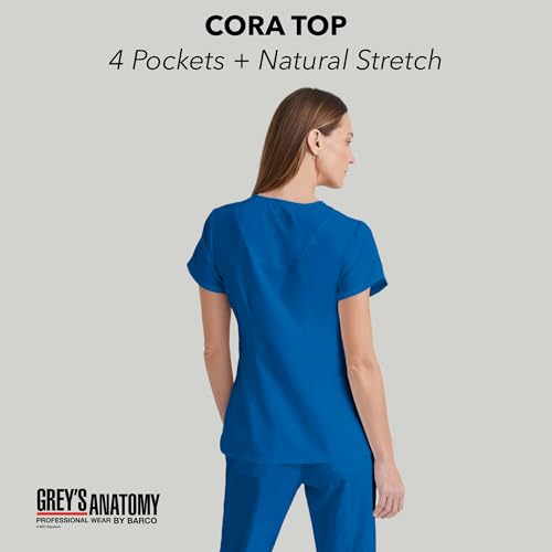 Barco Grey’s Anatomy by BARCO Classic Cora Scrub Top for Women – New Royal, 4-Pocket Crossover V-Neck Scrub Shirt with Natural Stretch, Soil Release Fabric, and Super-Soft Finish – Large, Regular Fit - Image 2