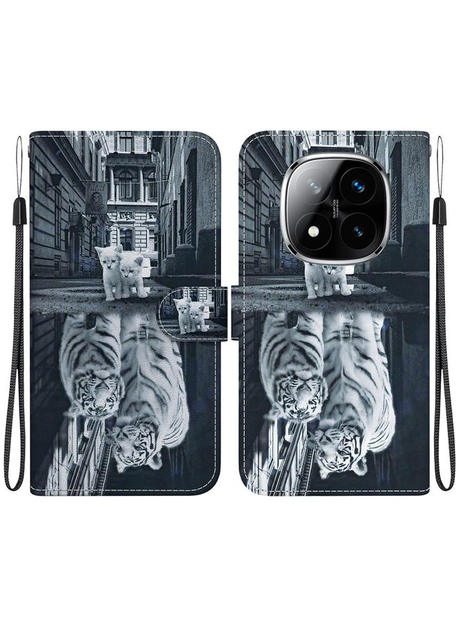 Zaboon For Redmi Note 14 Pro / Note 14 Pro+ 5G Crystal Texture Colored Drawing Leather Phone Case(Cat Tiger Reflection) 