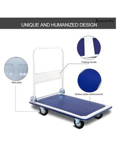 Perfect Folding Lightweight Trolley Flatbed Pulling Truck, Push Cart Platform Truck Silent Flatbed Trolley Porter, Heavy Duty Thickened Hand Trucks Flatbed Pulling Carts, Load Capacity 150kg  - Image 3