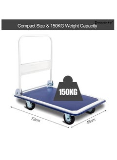 Perfect Folding Lightweight Trolley Flatbed Pulling Truck, Push Cart Platform Truck Silent Flatbed Trolley Porter, Heavy Duty Thickened Hand Trucks Flatbed Pulling Carts, Load Capacity 150kg  - Image 2