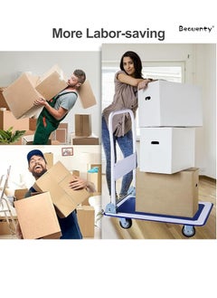 Perfect Folding Lightweight Trolley Flatbed Pulling Truck, Push Cart Platform Truck Silent Flatbed Trolley Porter, Heavy Duty Thickened Hand Trucks Flatbed Pulling Carts, Load Capacity 150kg  - Image 4