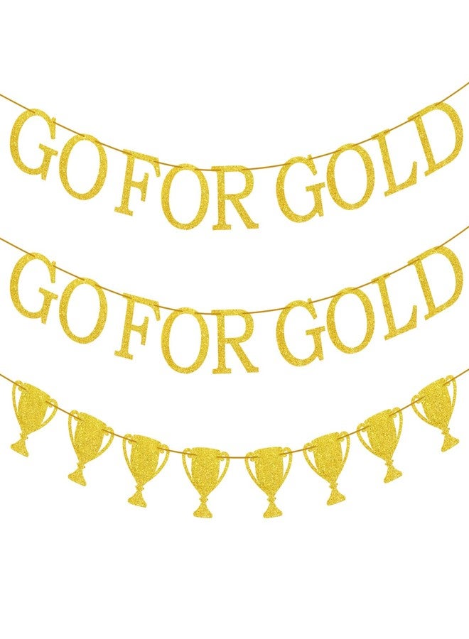 CANIPHA 3Pcs Golden Shiny Banner Sports Party Decorations - Champion Banners for Themed Events - Image 1