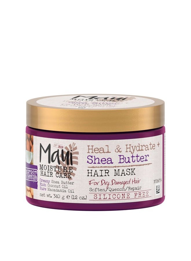 MAUI MOISTURE Heal & Hydrate + Shea Butter Hair Mask & Leave-In Conditioner Treatment to Deeply Nourish Curls & Help Repair Split Ends, Vegan, Silicone, Paraben & Sulfate-Free, 12 Ounce  - Image 1