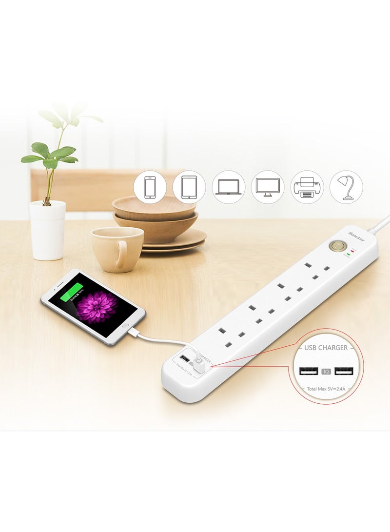 Huntkey Powerstrip SUC507 Power strip SUC507 4UK outlets +2*USB A (2.4A) - Image 1