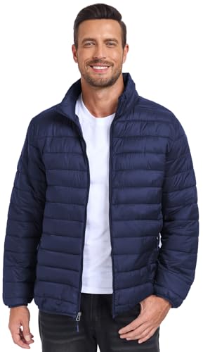 SPOSULEI Puffer Jacket for Men Packable Lightweight Winter Warm Down Jackets Coats Outdoor Insulated Water Resistant Travel Hiking Camping Jacket with Pockets DarkBlue 2XL - Image 2