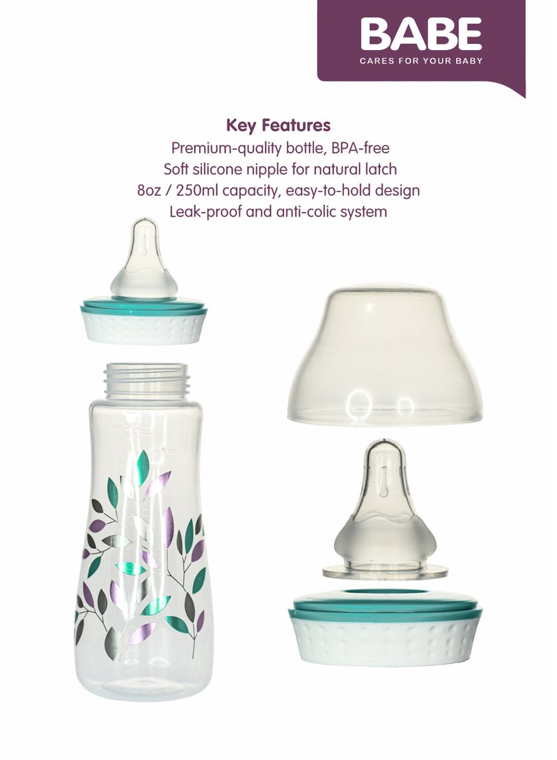 بابي BABE - زجاجة رضاعة فاخرة للأطفال، 8 أونصة/250 مل، 3 أشهر فأكثر، خالية من مادة BPA - Image 3