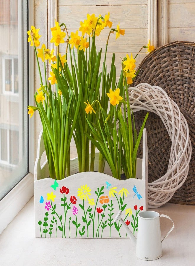 Whaline 10Pcs Garden Stencils for Painting Spring Summer Flower Plants Succulent Reusable Drawing Stencil Art Template on Wood Canvas Furniture Wall DIY Art Sign Decoration Supplies - Image 4