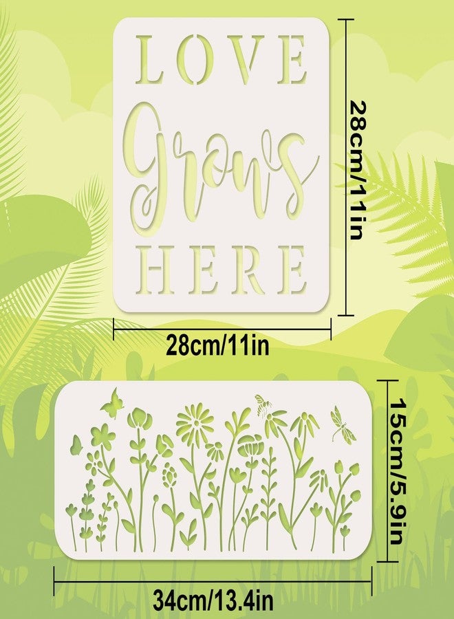 Whaline 10Pcs Garden Stencils for Painting Spring Summer Flower Plants Succulent Reusable Drawing Stencil Art Template on Wood Canvas Furniture Wall DIY Art Sign Decoration Supplies - Image 2