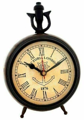 Room Decoration Antique Wooden Table Top Clock Desk Clock Victoria London Style Maritime Table Clock Roman Number Home Office Study Living Room Christmas New Year Gift Item 