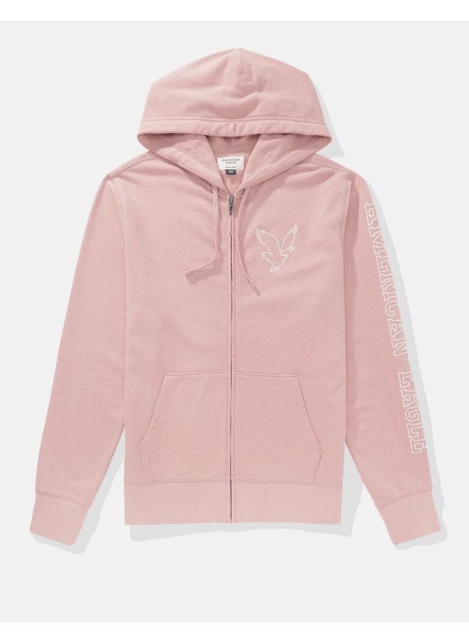 American Eagle - Logo Fleece Graphic Zip-Up Hoodie - Image 1
