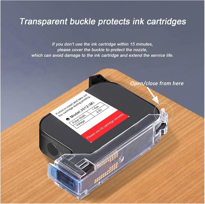 12.7Mm Handheld Printer Ink Cartridge 1-10Pcs Fast Dry Eco Solvent 600Dpi Thermal Inkjet Printer Black Ink Cartridge Multi-Format Printing,Black-1PC - Image 4