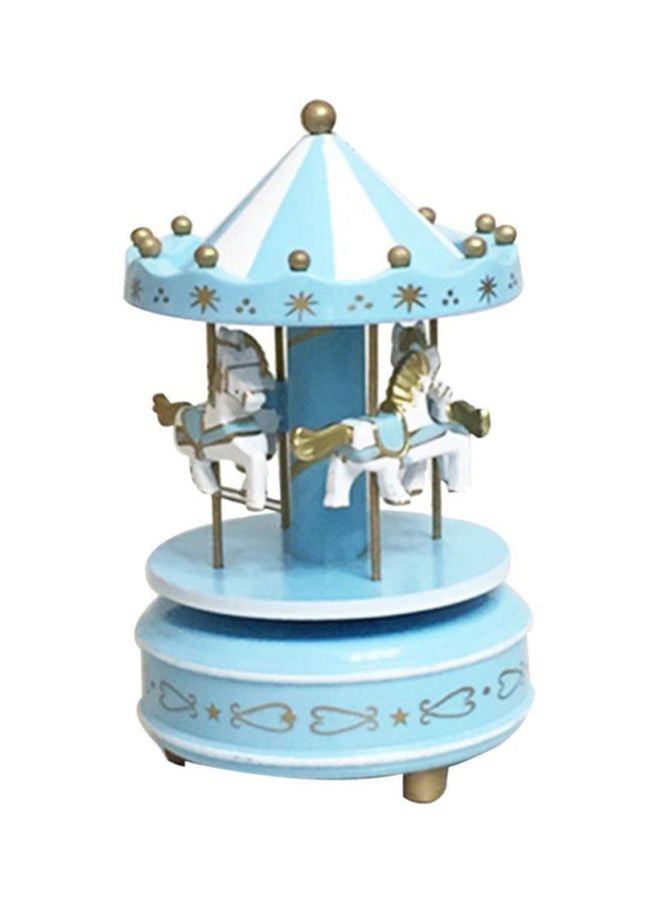OUTAD Merry Go Round Carousel Music Box Blue 110x190x110mm - Image 1