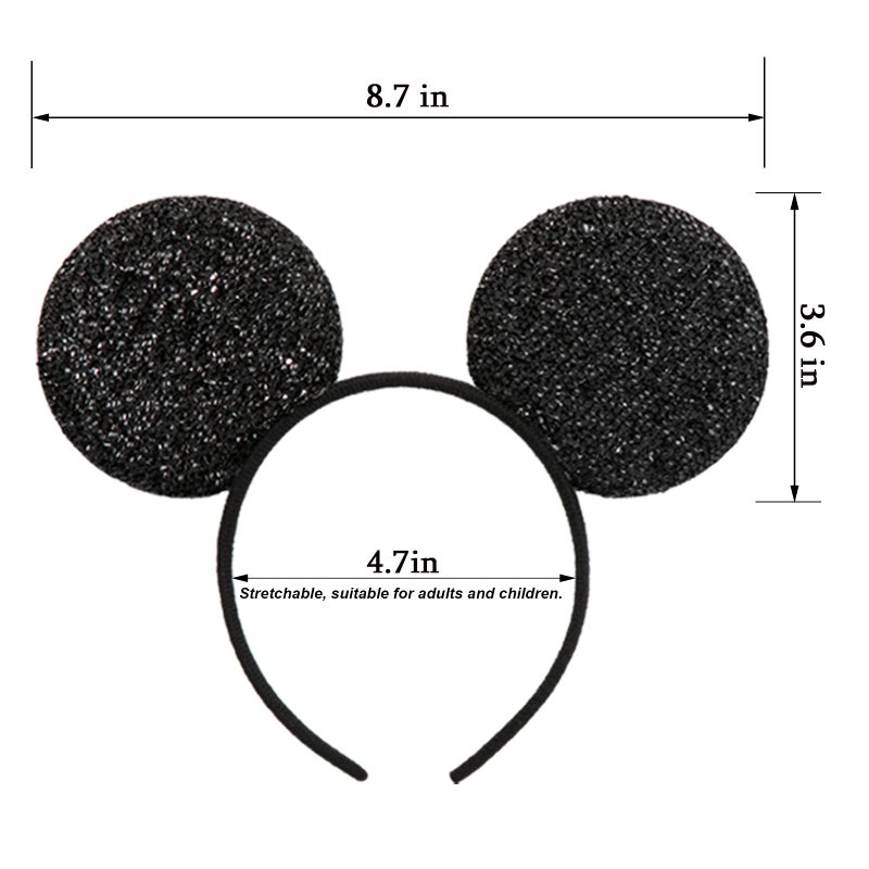 CHuangQi Mouse Ears Headband, Black Ears Hairband for Boys & Girls Birthday Party,12pcs - Image 3