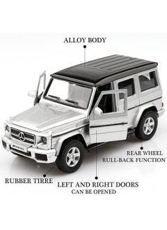 بيوينتي 1/36 مقياس مرسيدس AMG G63 G عربة دييكاست نموذج سيارة، سبائك سحب المركبات G عربة لعبة سيارة، سيارات هدايا للأولاد، الفضة  - Image 3