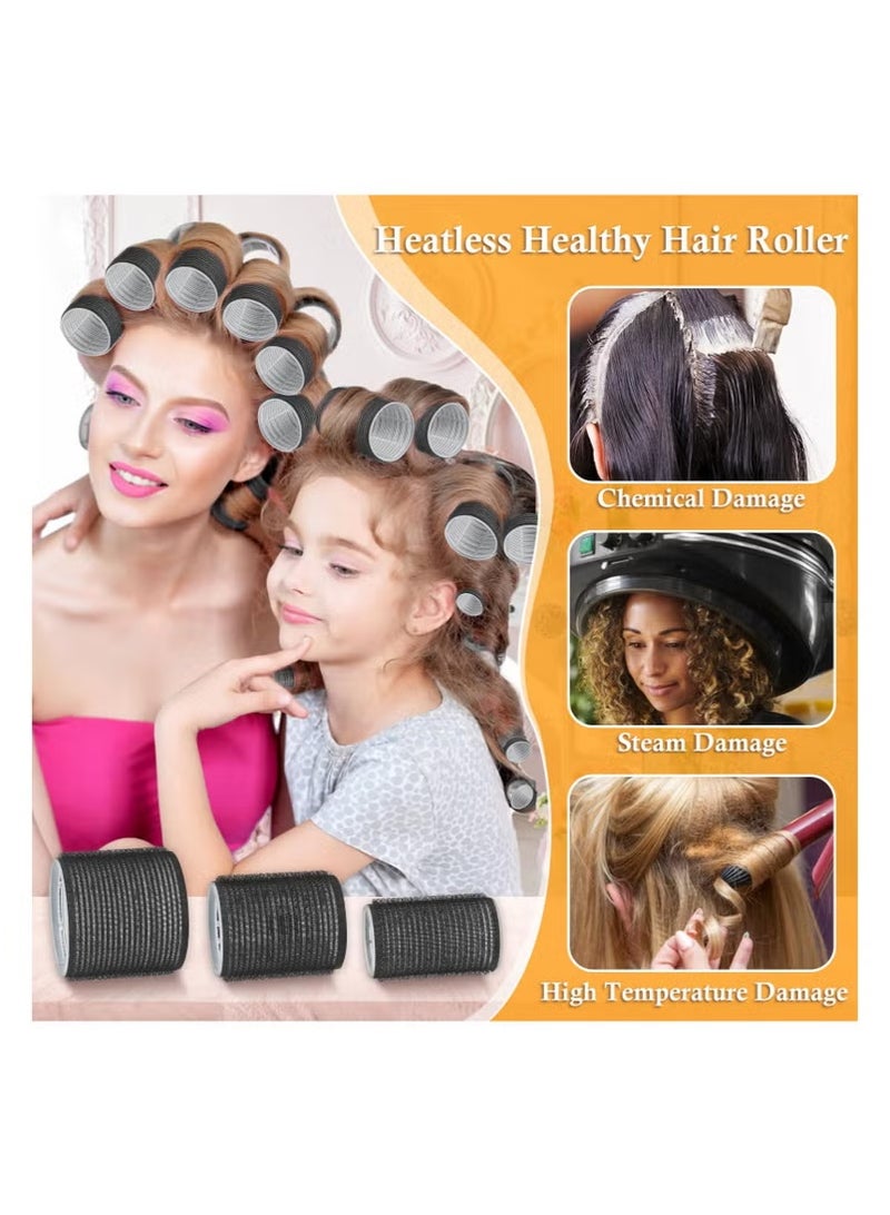 Hikma Beauty 39PCS Hair Curlers Rollers with Clips Black Hair Roller, Jumbo Hair Roller with 12PCS Duckbill Clips Hair Rollers, For Long Medium Short Thick Fine Volume Bangs Hair (Multicolour) - Image 5