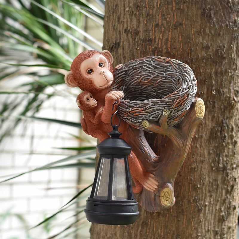 Resin Multi Function Mother and Child Monkey Solar Outdoor Light for Wall Fence Decor Lamp - Image 5