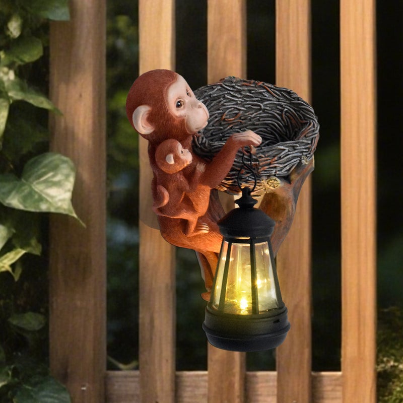 Resin Multi Function Mother and Child Monkey Solar Outdoor Light for Wall Fence Decor Lamp - Image 4