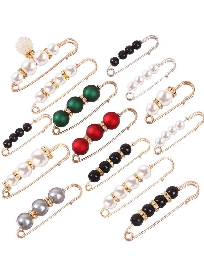 Generic Pearl Brooch Women Scarf Headscarf Safety Pins White Pearl Dress Anti Walking Buckle Pin Clip Pants Waist Fixed Pins Hat Shawl Accessories Decorations (14 Pieces)  - Image 1