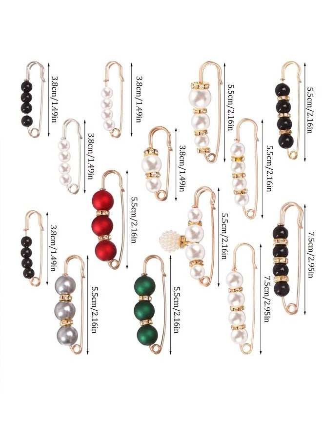 Generic Pearl Brooch Women Scarf Headscarf Safety Pins White Pearl Dress Anti Walking Buckle Pin Clip Pants Waist Fixed Pins Hat Shawl Accessories Decorations (14 Pieces)  - Image 2