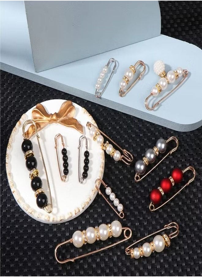 Generic Pearl Brooch Women Scarf Headscarf Safety Pins White Pearl Dress Anti Walking Buckle Pin Clip Pants Waist Fixed Pins Hat Shawl Accessories Decorations (14 Pieces)  - Image 5