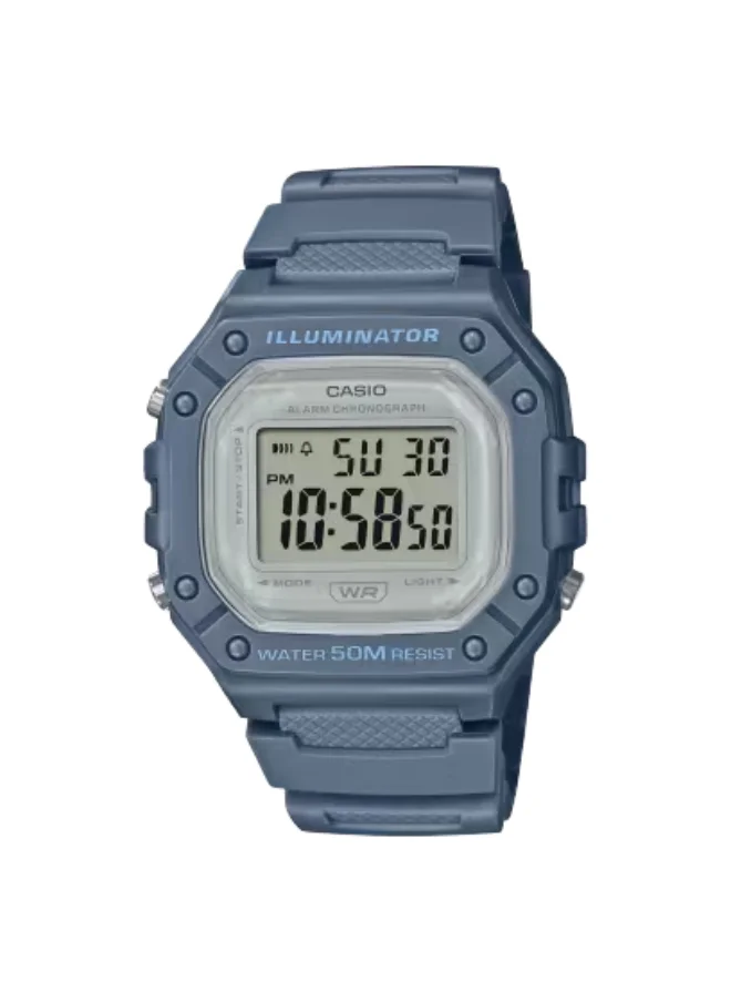 CASIO Men's Digital Display Watch With Blue Resin Strap - W-218HC-2AVDF