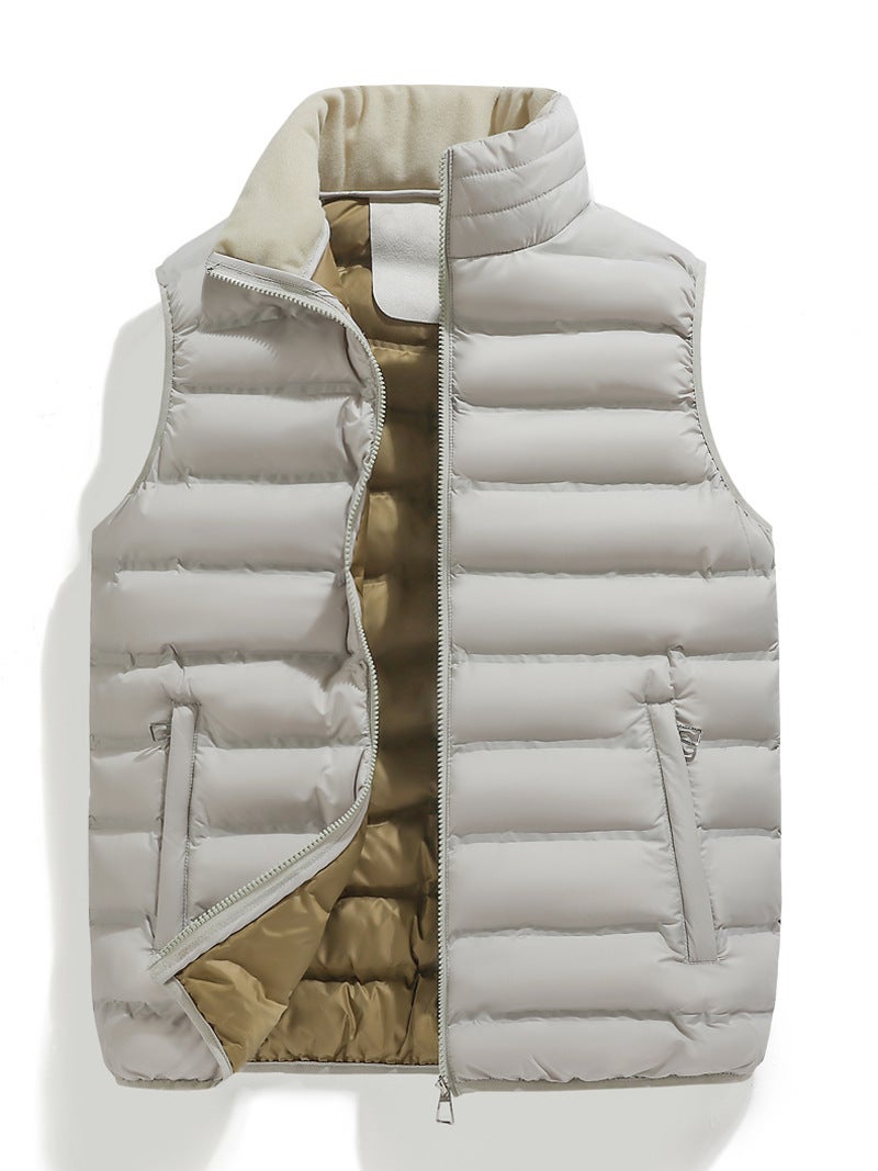 Explosions Can Store Stand Collar Cotton Vest Inside And Outside Two-Color Vest Light And Loose Coat - Image 3