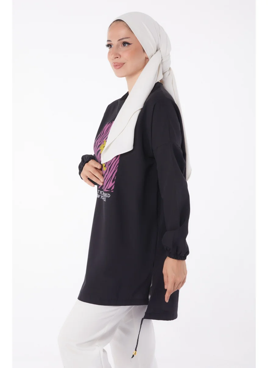 Tofisa Plain Crew Neck Women's Black Tunic - 10812