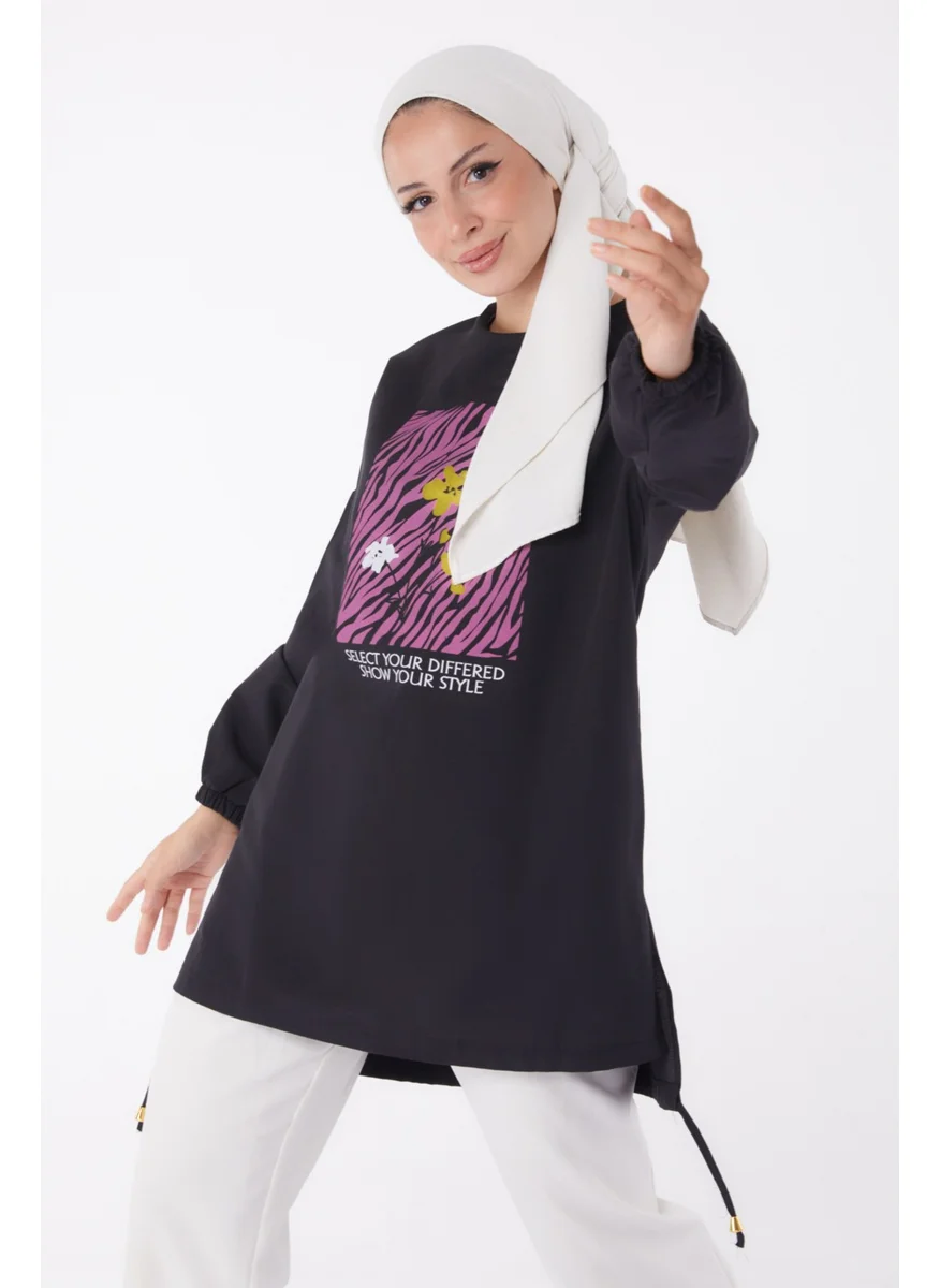 Tofisa Plain Crew Neck Women's Black Tunic - 10812