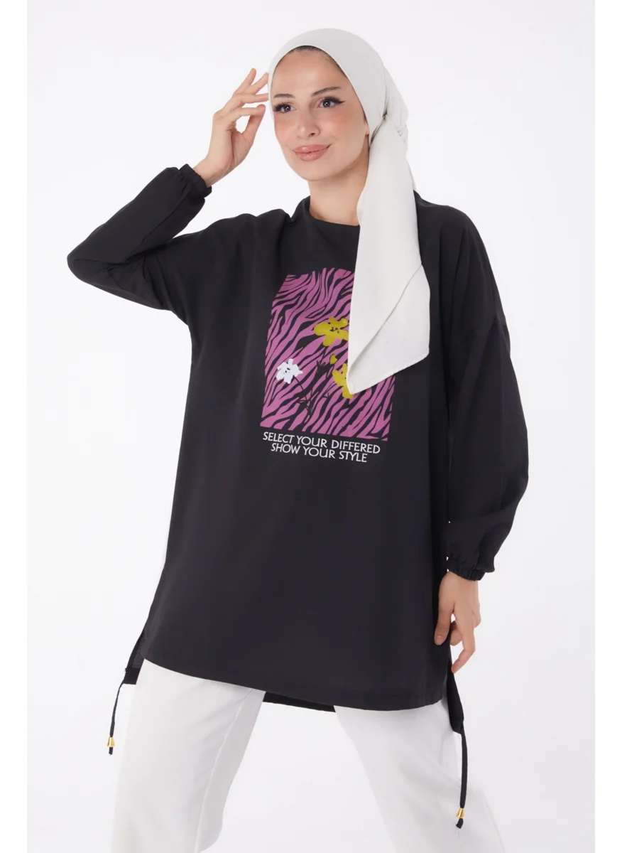 Tofisa Plain Crew Neck Women's Black Tunic - 10812