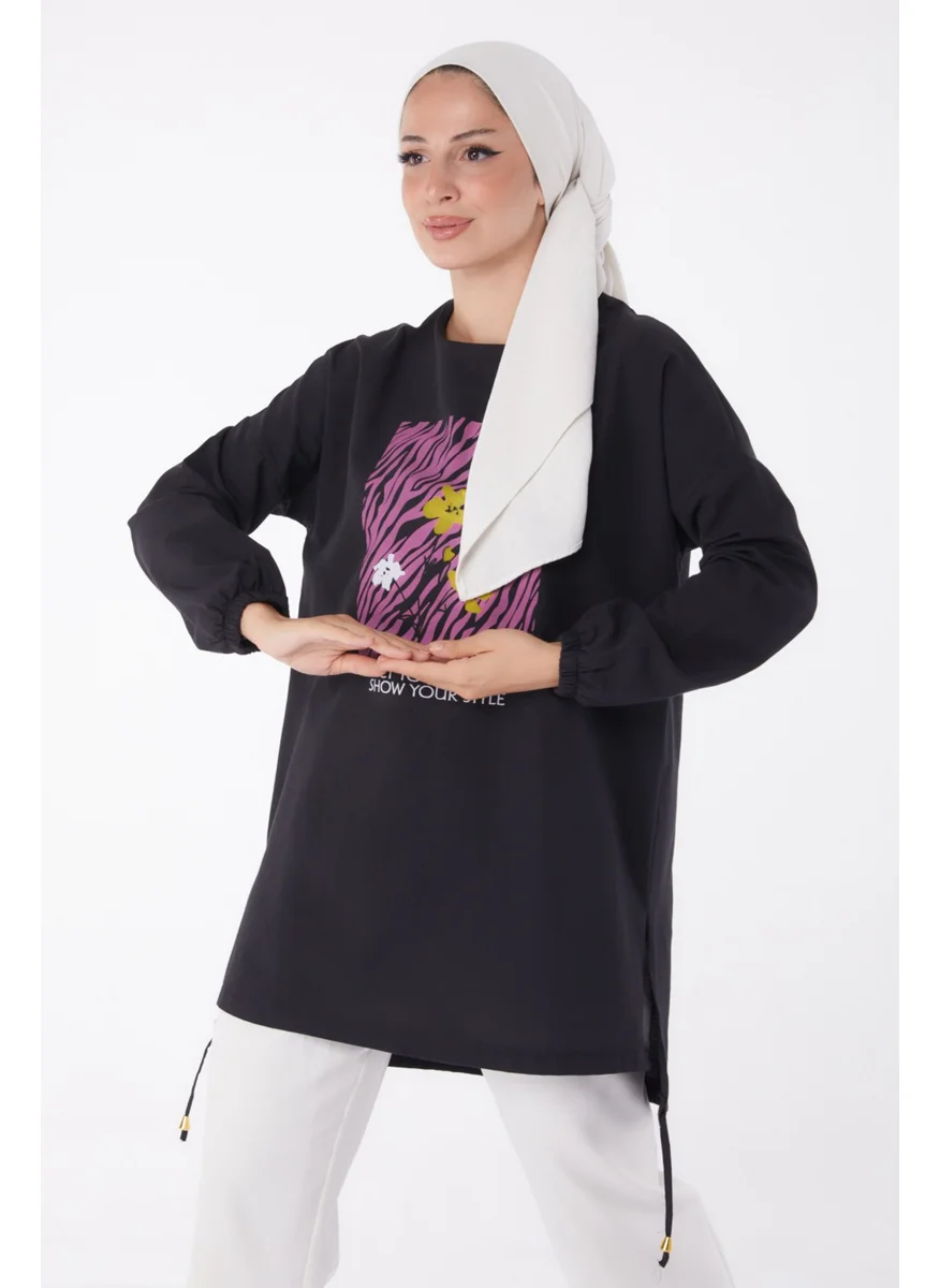 Tofisa Plain Crew Neck Women's Black Tunic - 10812