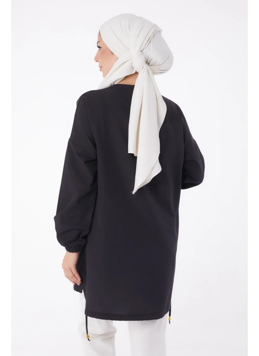 Tofisa Plain Crew Neck Women's Black Tunic - 10812