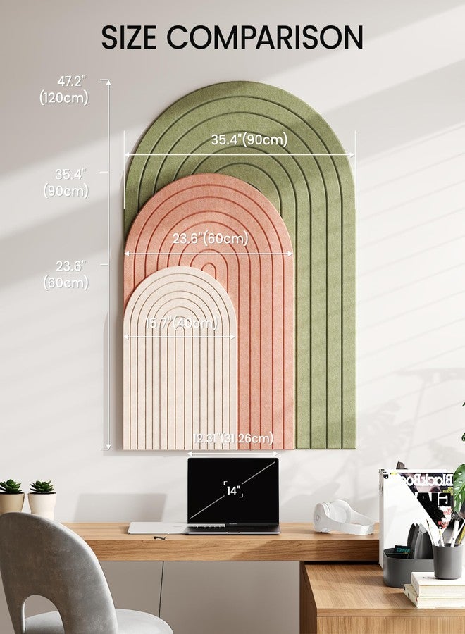 AkuDecor Large Arched Felt Bulletin Board 24"x16", 1/2" Thick Foldable Pin Board for Wall with Clear Push Pins, Decorative Cork Board Alternative for Photos, Home Office Decor - Sage Green - Image 4