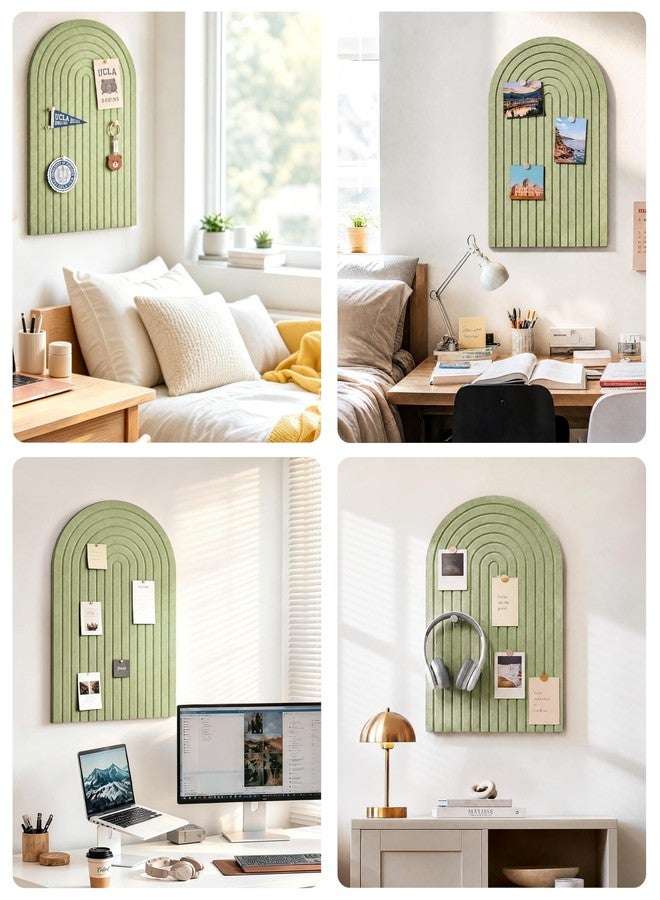 AkuDecor Large Arched Felt Bulletin Board 24"x16", 1/2" Thick Foldable Pin Board for Wall with Clear Push Pins, Decorative Cork Board Alternative for Photos, Home Office Decor - Sage Green - Image 5