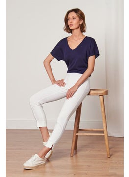 Tchibo Women Slim Fit Solid Chino Pants, White  - Image 1
