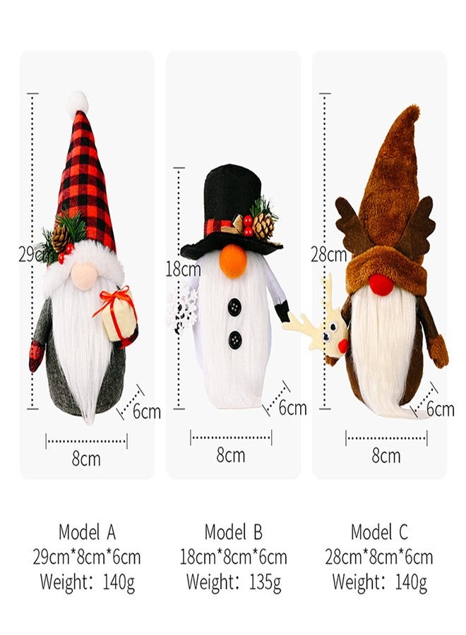 DULRLLY Snowman Christmas Gnomes Decorations, Handmade Swedish Tomte Reindeer Plush Doll with Black Top Hat and Snowflake, Nordic Nisse Gnome Holiday Decor Gift1 - Image 5