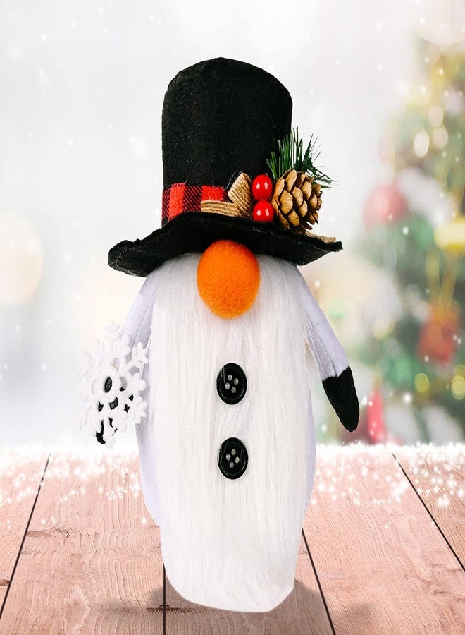 DULRLLY Snowman Christmas Gnomes Decorations, Handmade Swedish Tomte Reindeer Plush Doll with Black Top Hat and Snowflake, Nordic Nisse Gnome Holiday Decor Gift1 - Image 2