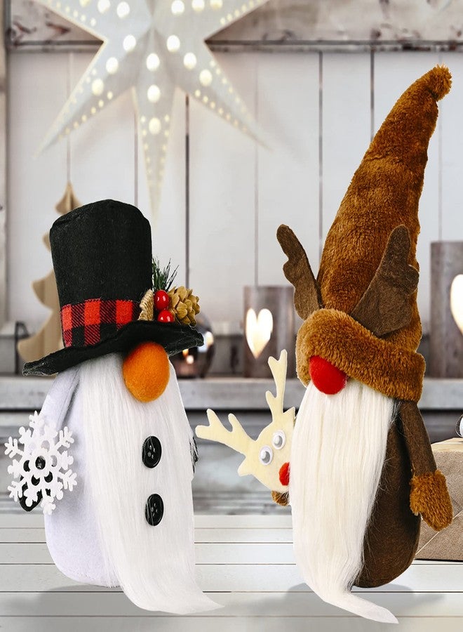 DULRLLY Snowman Christmas Gnomes Decorations, Handmade Swedish Tomte Reindeer Plush Doll with Black Top Hat and Snowflake, Nordic Nisse Gnome Holiday Decor Gift1 - Image 3