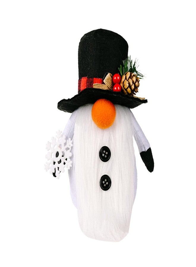 DULRLLY Snowman Christmas Gnomes Decorations, Handmade Swedish Tomte Reindeer Plush Doll with Black Top Hat and Snowflake, Nordic Nisse Gnome Holiday Decor Gift1 - Image 1